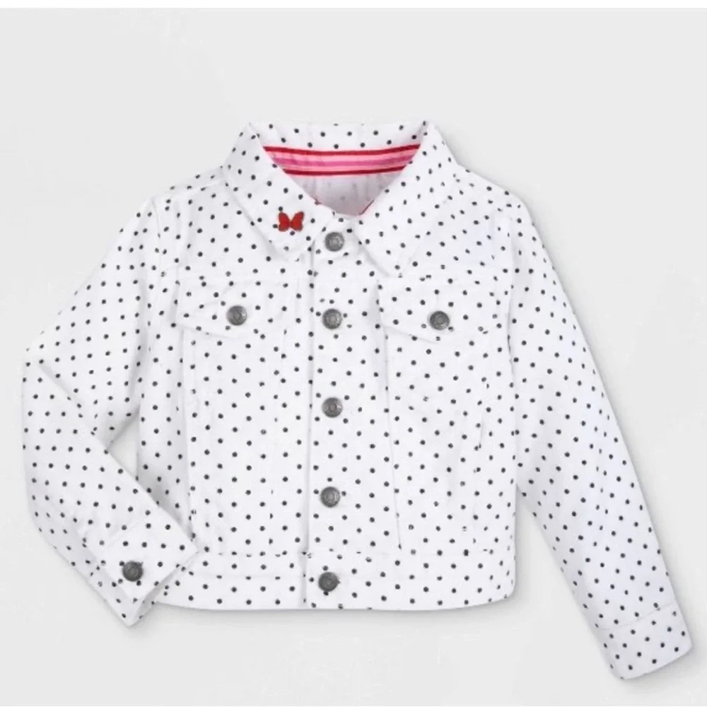 DISNEY Minnie Mouse Jean Jacket in Polka Dot - size 9/10